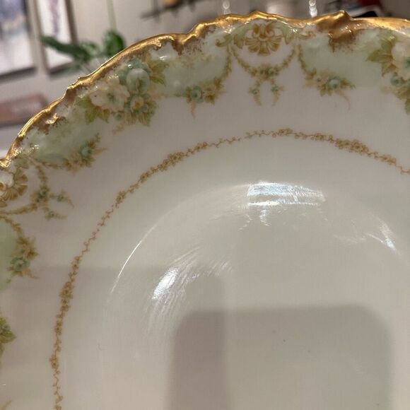 Limoges‎ France RARE Antique Elite Round Serving Dish Bowl Handpainted Gold Trim - Picture 2 of 8